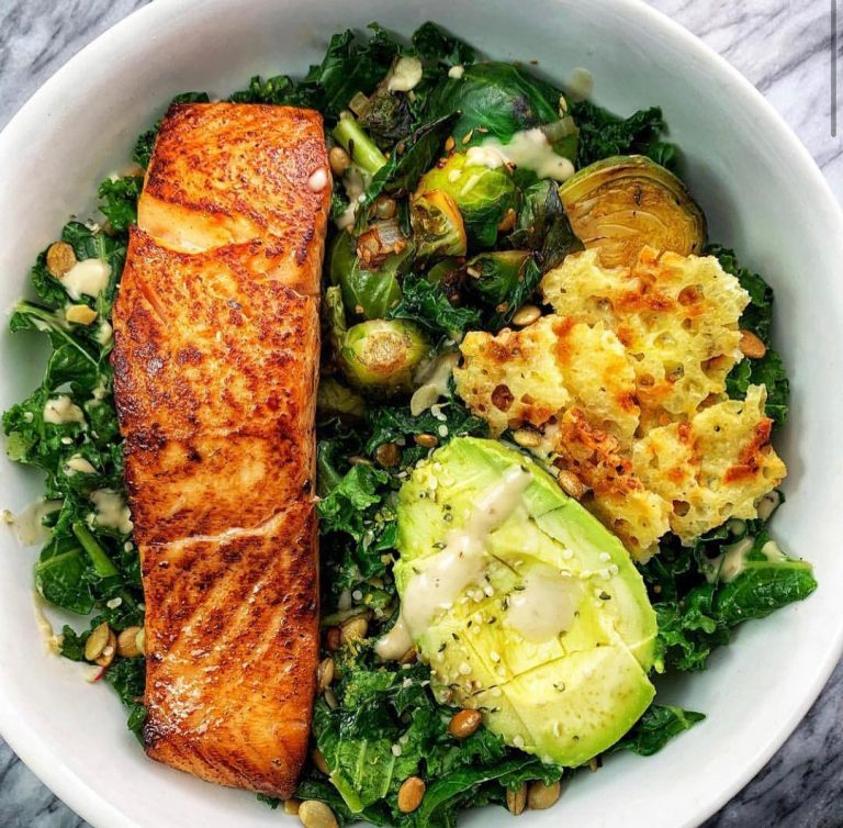New year; same me! Delish SALMON kale CAESAR, avocado, brussels and parmesan cri… New year; same me! Delish SALMON kale CAESAR, avocado, brussels and parmesan cri…
