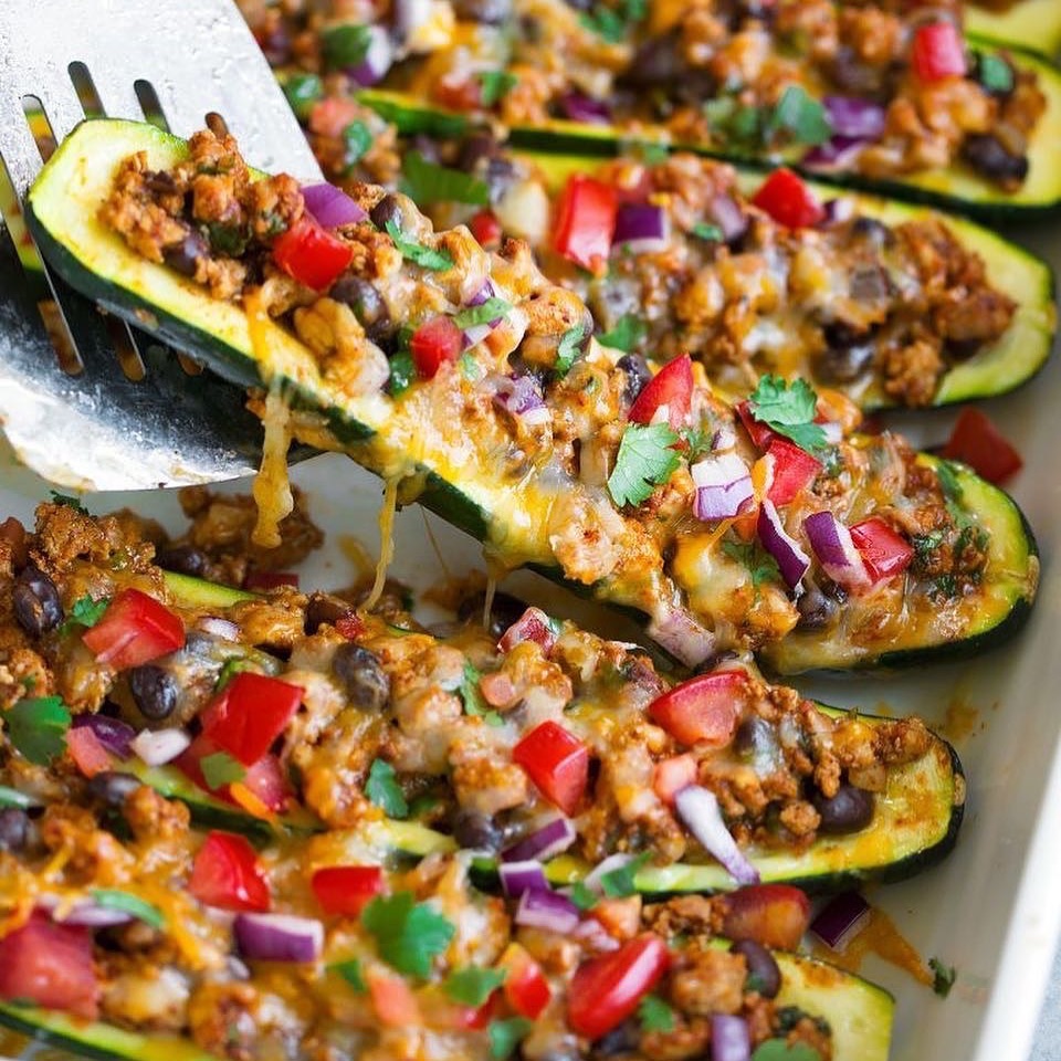 TACO ZUCCHINI BOATS
.
Via
.
These are the perfect use for the abundance of summ…