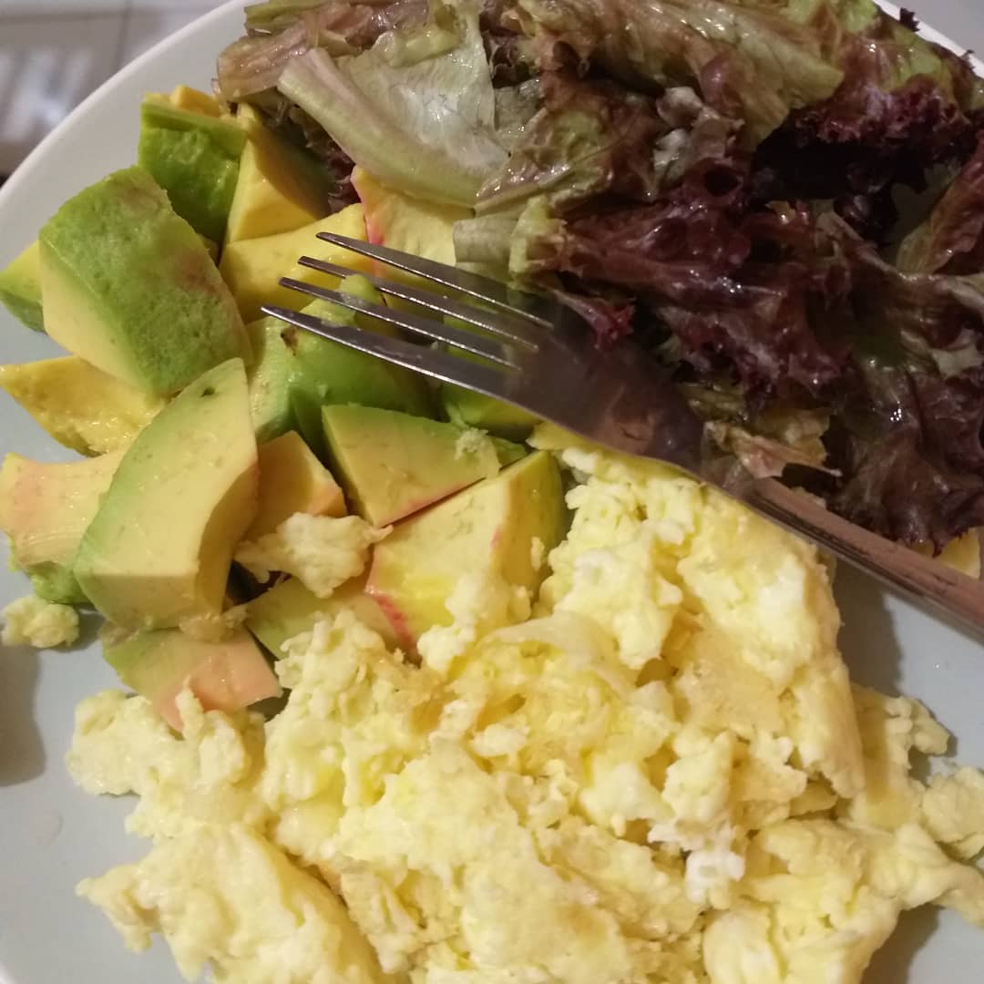 Bismillah .. Healthy combination for my breakfast today .. scrambledeggs, avocad…
