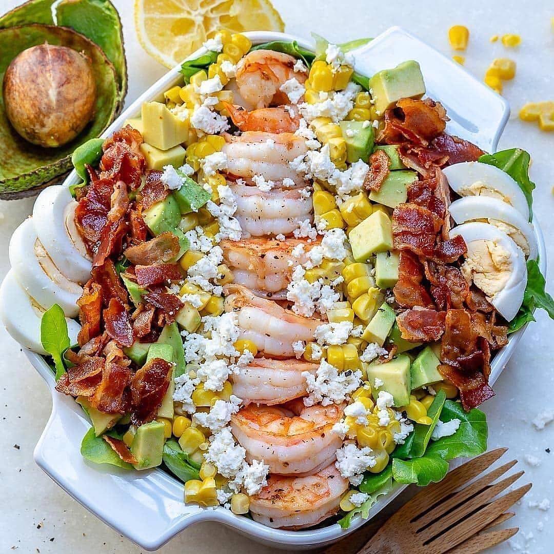 ULTIMATE Shrimp Cobb salad + Fresh Lemon-Chive Salad Dressing