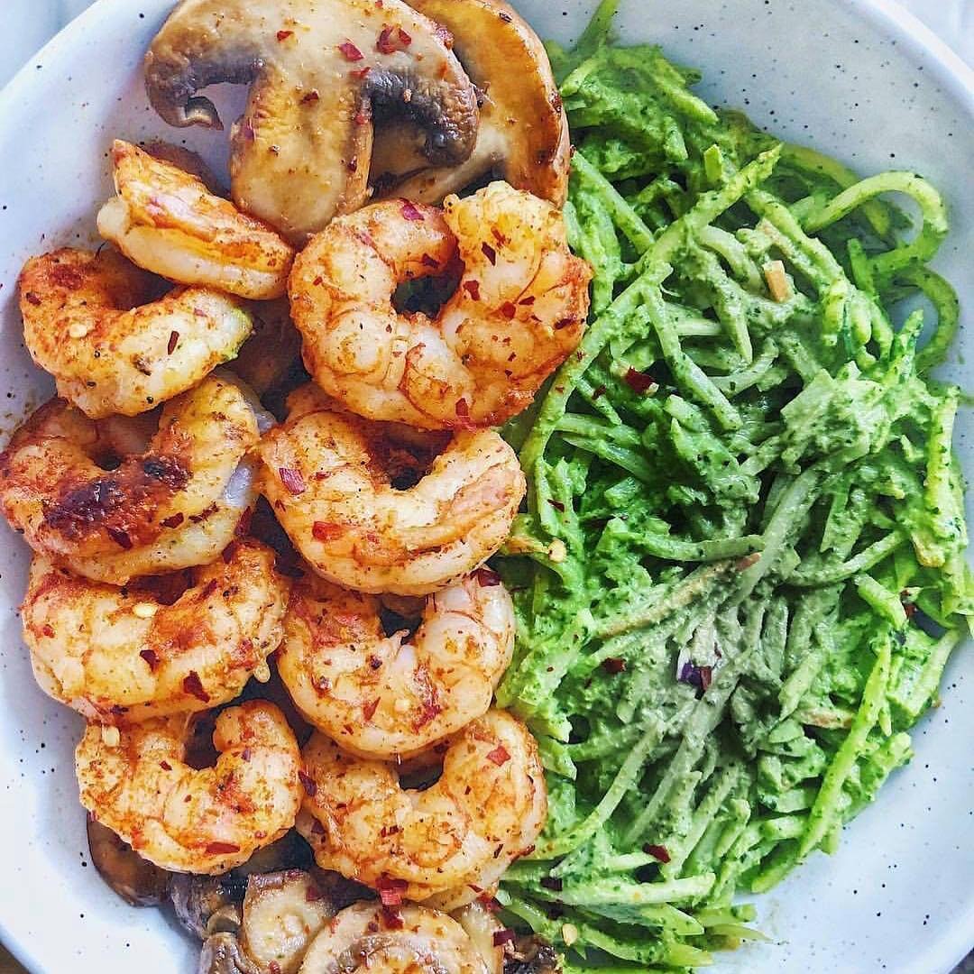 SHRIMP with Garlic Tahini Broccoli  .
If you haven’t tried broccoli slaw you’re …