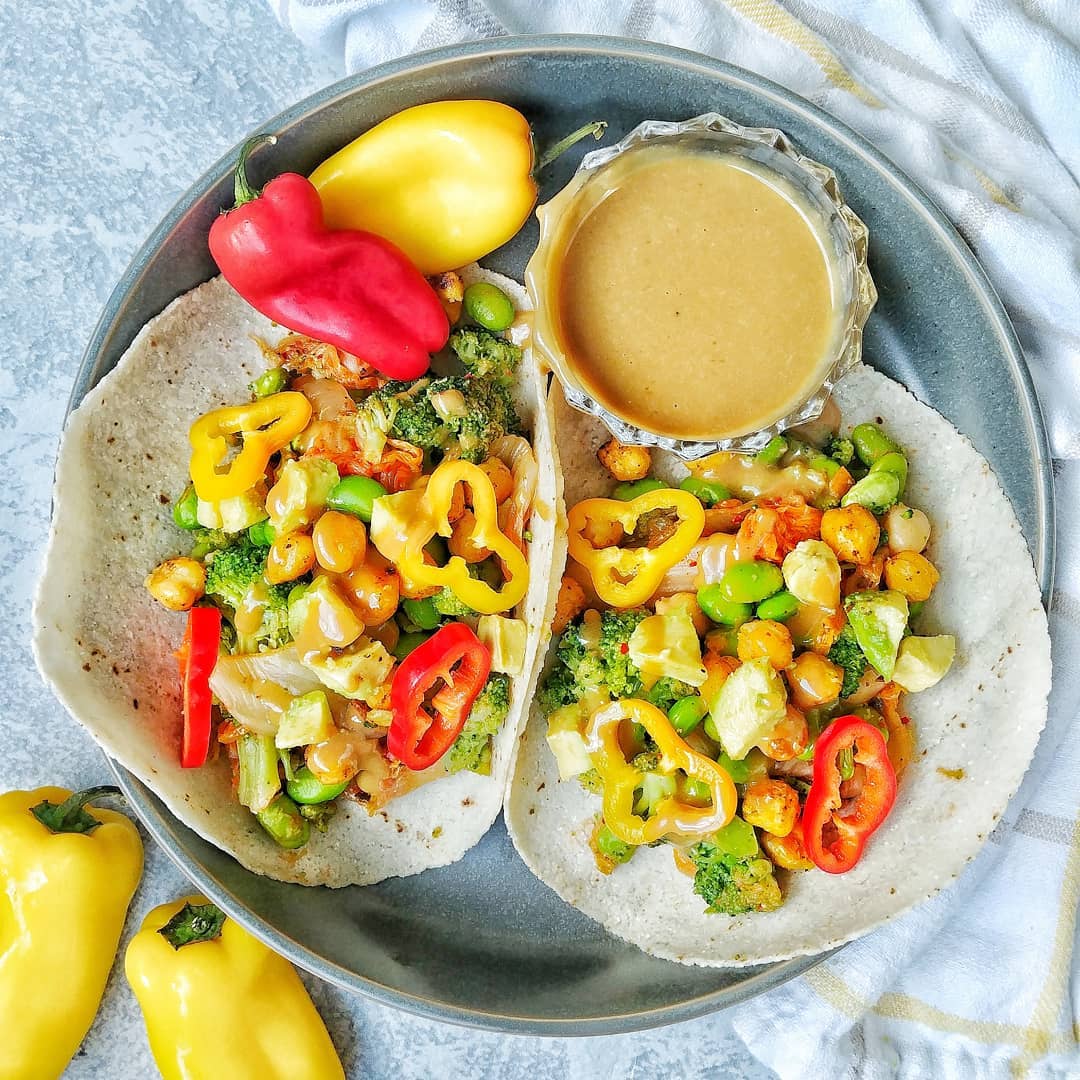 Broccoli, Kimchi & Chili Chickpea Tacos!  .Sharing a flavorful taco recipe insp…