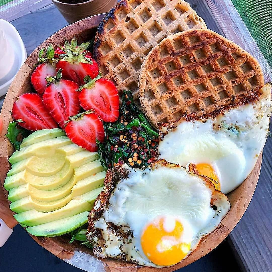 Paleo toaster waffles, egg, and avo