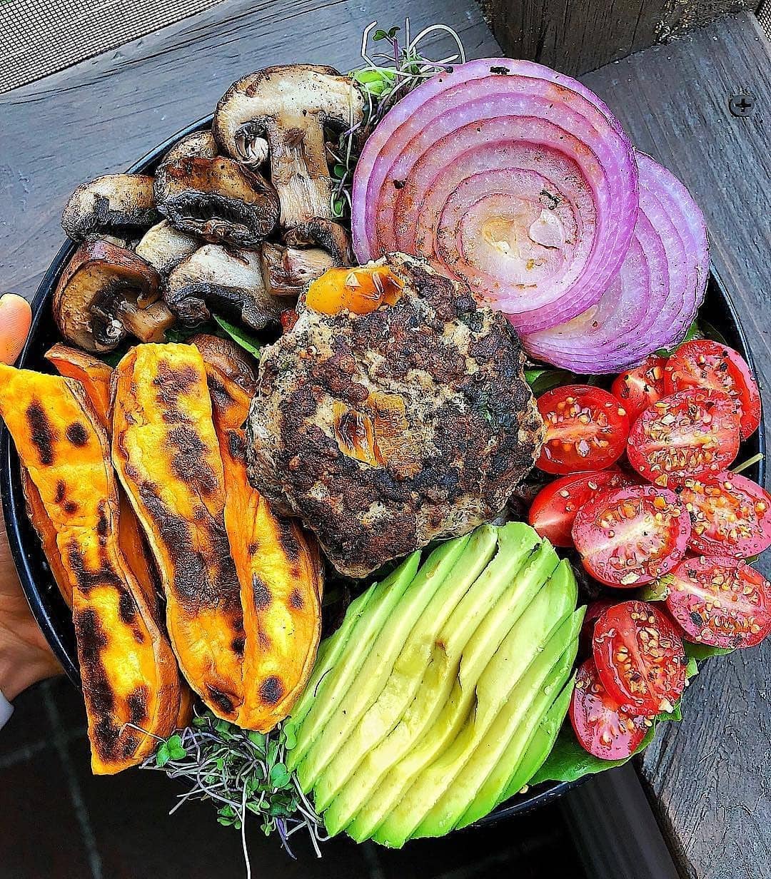 Prepped turkey burgers for lunch with a side of sweet potato fries