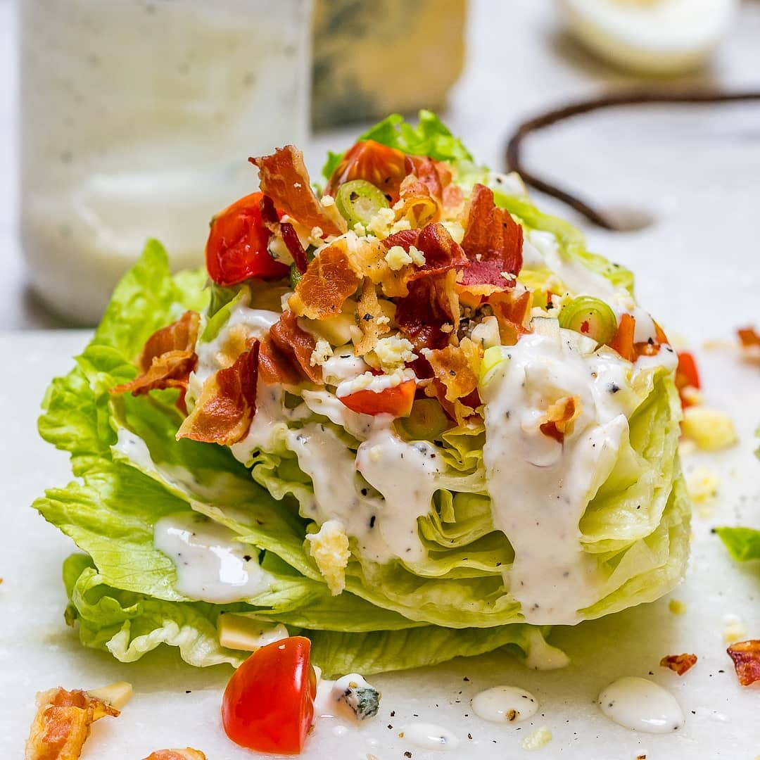 Loaded Iceberg Wedge Salad + Skinny Blue Cheese Dressing
{ When Jason takes me …