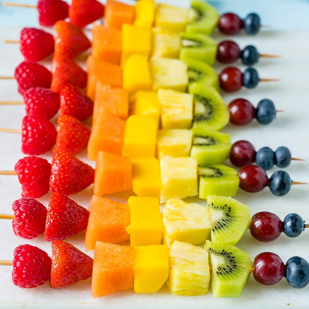Rainbow Fruit Skewers
{St. Patrick’s Day Party FUN idea!}
Make them with your …