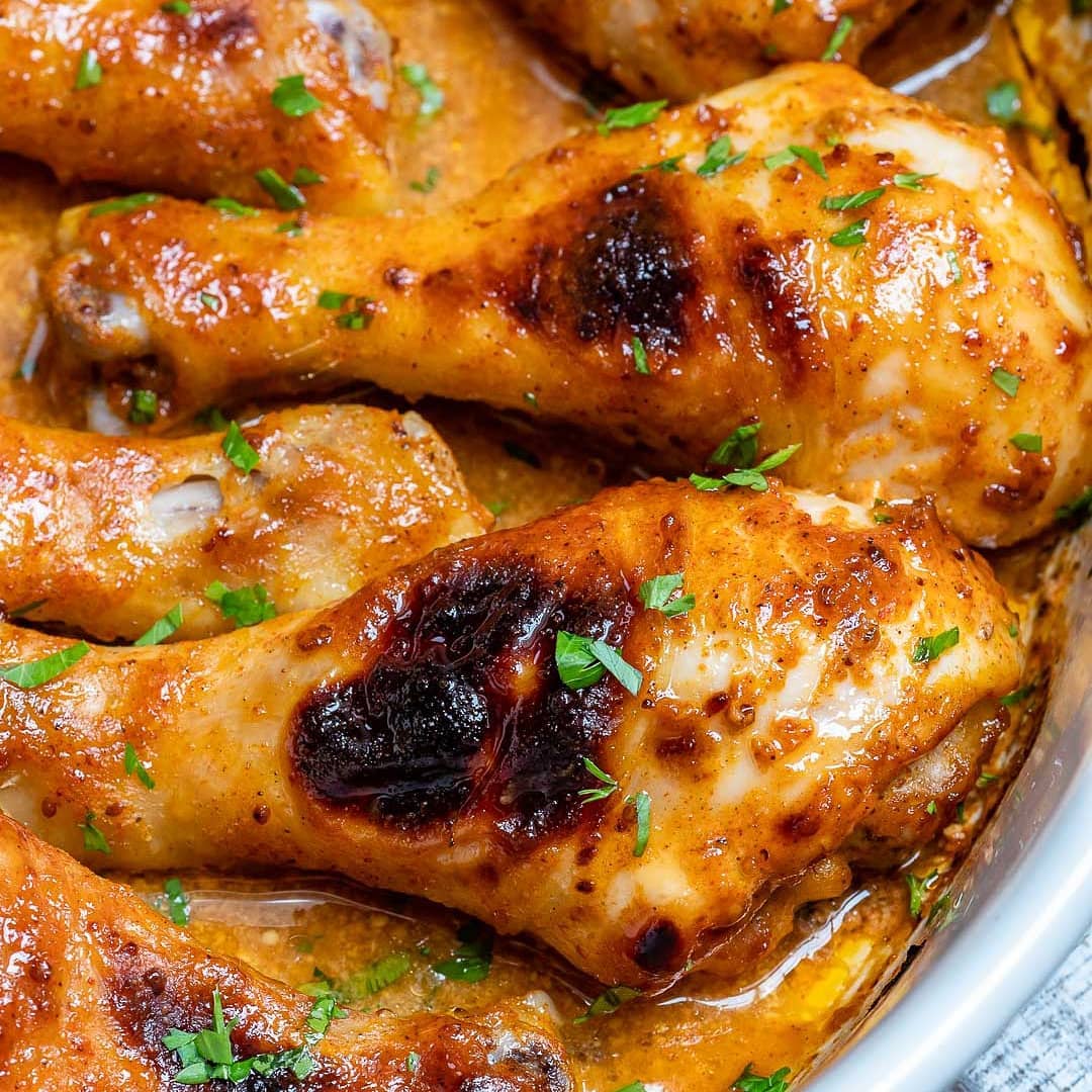 {NEW} Honey Mustard Baked Chicken Drumsticks  Our crockpot maple mustard drumsti…