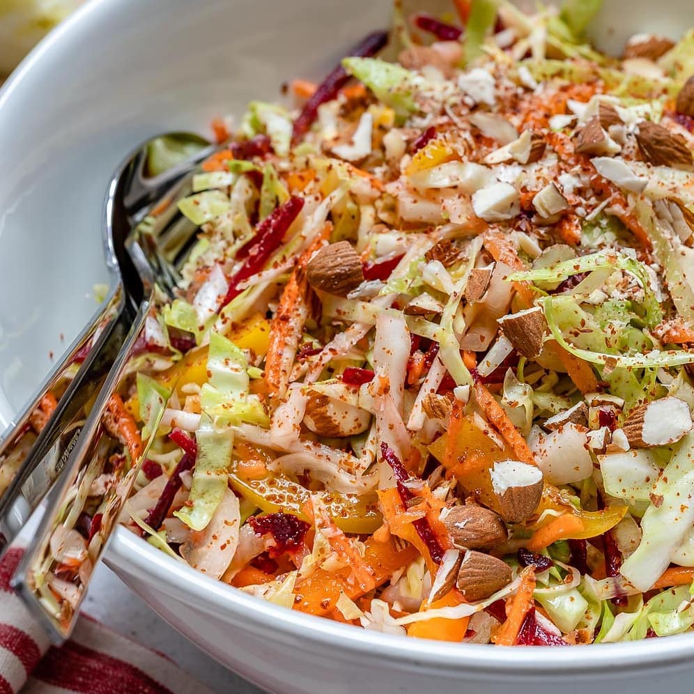 {NEW} Crunchy Salad with Lemon Ginger Dressing  .
Don’t let this Salad fool you …