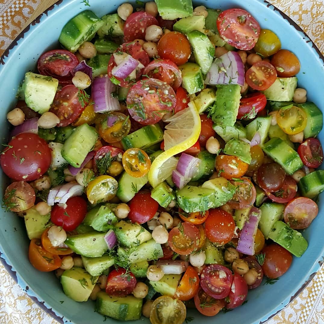 Chopped Mixed Tomato + Crisp Cucumber Salad with Lemony Dill
{ GET INSPIRED to …