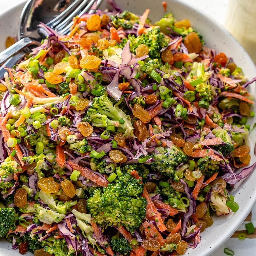 Delicious Raw Broccoli Slaw  When we’ve experienced several days of overeating, …