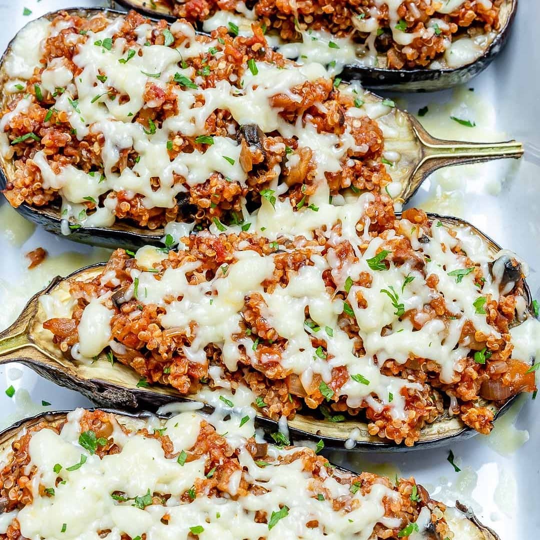 {NEW} Quinoa Stuffed Eggplant Boats  Hearty, Warming, Comforting and Filling: EX…