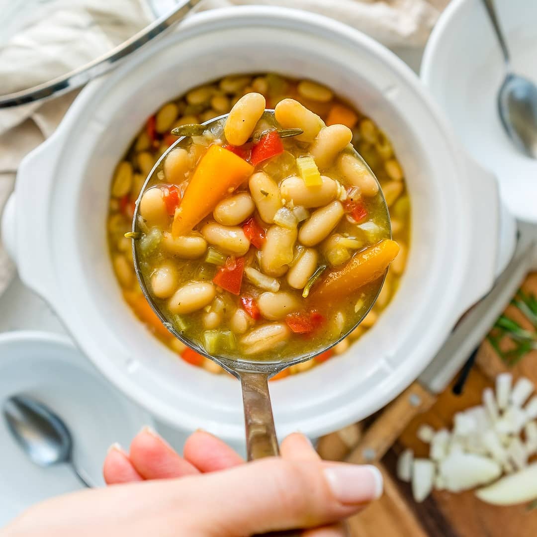Crockpot Rosemary + Garlic White Bean Soup
{ Because you’re gonna need somethin…